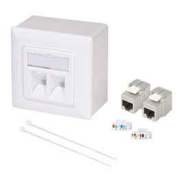 LogiLink Prise RJ45 cat.6, 2x RJ45, blindé, blanc