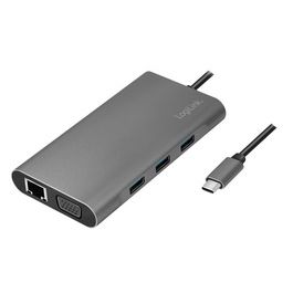 LogiLink Station d'accueil USB 3.2, 10 ports, USB-C, argent