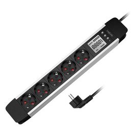 LogiLink Steckdosenleiste mit LCD-Display, 5-fach
