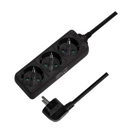 LogiLink Steckdosenleiste, 3-fach, ohne Schalter, schwarz