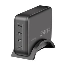 LogiLink Chargeur de bureau USB-C, 4 ports, GaN, 240 W