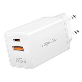 LogiLink Chargeur secteur USB, 1x USB-A, 1x USB-C, 65 W