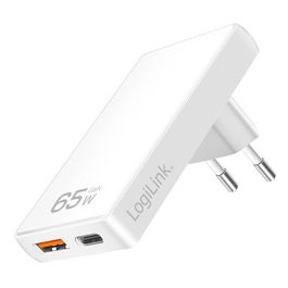 LogiLink USB-Steckdosenadapter, USB-A & USB-C, 65 Watt, weiß