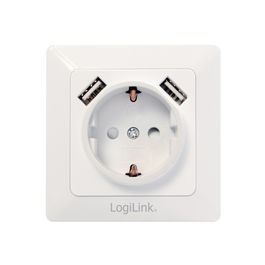 LogiLink Unterputz-Steckdose, 2x USB-A Kupplung, weiß