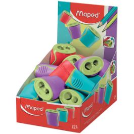 Maped Double taille-crayon, en plastique, présentoir de 24 x24