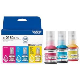 Bouteille d'encre d'origine BTD180CLVAL Brother - multipack 3 couleurs : cyan, magenta, jaune