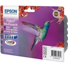 Cartouches d'origine C13T08074011 / T0807 Epson - multipack 6 couleurs : noire, cyan, magenta, jaune