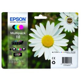 Cartouches d'origine C13T18064022 / 18 Epson - multipack 4 couleurs : noire, cyan, magenta, jaune