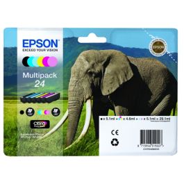 Cartouches d'origine C13T24284021 / 24 Epson - multipack 6 couleurs : noire, cyan, magenta, jaune