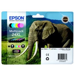 Cartouches d'origine C13T24384021 / 24XL Epson - multipack 6 couleurs : noire, cyan, magenta, jaune