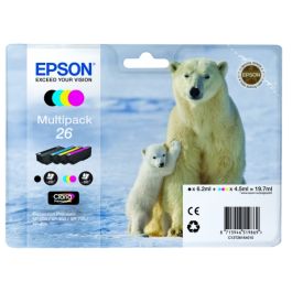 Cartouches d'origine C13T26164020 / 26 Epson - multipack 4 couleurs : noire, cyan, magenta, jaune