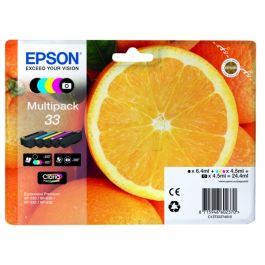 Cartouches d'origine C13T33374021 / 33 Epson - multipack 5 couleurs : noire, cyan, magenta, jaune