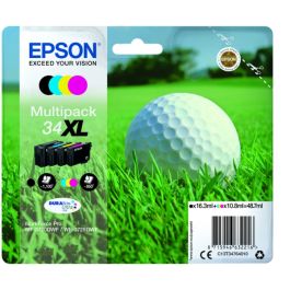 Cartouches d'origine C13T34764010 / 34XL Epson - multipack 4 couleurs : noire, cyan, magenta, jaune