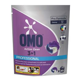 OMO Professional Lessive Pods Active Clean 3en1, 80 lavages