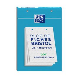 Oxford Bloc de fiches bristol, A5, DOT pointillé, blanc