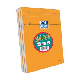 Oxford Bloc-notes, A4, quadrillé, 80 feuilles, lot de 3