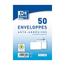 Oxford Enveloppes Velin, C6, blanc, sans fenêtre