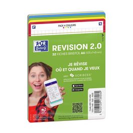 Oxford Fiches bristol REVISION 2.0, A6, bord de couleur