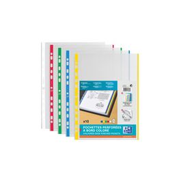 Oxford Pochettes perforées A4 avec bande colorée, PP, 0,09 m