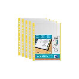 Oxford Pochettes perforées, format A4 avec bande colorée, PP