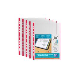 Oxford Pochettes perforées, format A4, avec bande colorée,