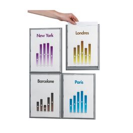 PAPERFLOW Cadre mural Info, A4, couleur: gris aluminium x4