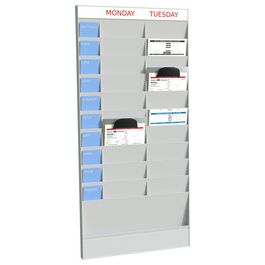 PAPERFLOW Planificateur de bureau mural, 20 casiers, gris