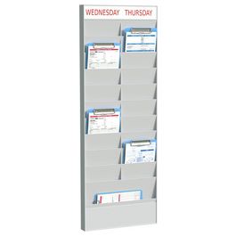PAPERFLOW Planificateur de bureau mural, 20 casiers, gris