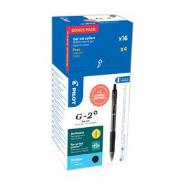 PILOT Stylo roller à encre gel G-2 PLUS 07, VALUE PACK, noir