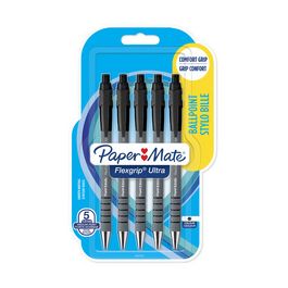 Paper:Mate Stylo à bille FlexGrip Ultra, blister de 5, noir