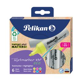 Pelikan Surligneur 490 eco, étui de 6, couleurs fluo