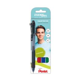 Pentel Roller encre gel liquide EnerGel-X BL107, étui de 4