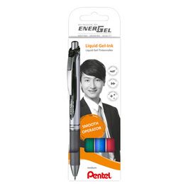 Pentel Stylo roller à encre gel EnerGel XmRT, set de 4