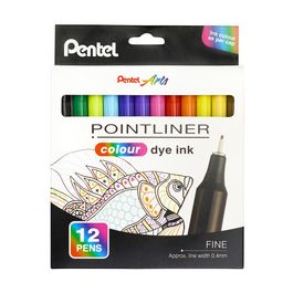 PentelArts Feutre POINTLINER colour dye ink, étui de 12