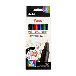 PentelArts Feutre POINTLINER colour dye ink, étui de 6