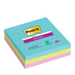 Post-it Bloc-note super sticky notes, ligné, 101 x 101 mm