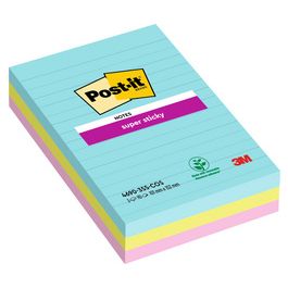 Post-it Bloc-note super sticky notes, ligné, 101 x 152 mm