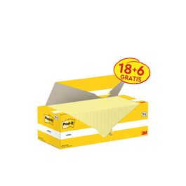 Post-it Bloc-notes adhésif, 76 x 76 mm, jaune, 18+6 gratuits