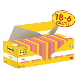 Post-it Bloc-notes adhésif, 76x76 mm, coloré, 18+6 gratuits