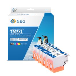 Cartouches compatible de première qualité C13T02G74010 / 202XL Epson - multipack 5 couleurs : noire, cyan, magenta, jaune