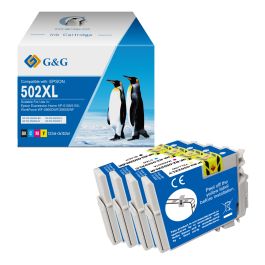 Cartouches compatible de première qualité C13T02W64010 / 502XL Epson - multipack 4 couleurs : noire, cyan, magenta, jaune