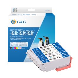 Cartouches compatible de première qualité C13T24384011 / 24XL Epson - multipack 6 couleurs : noire, cyan, magenta, jaune