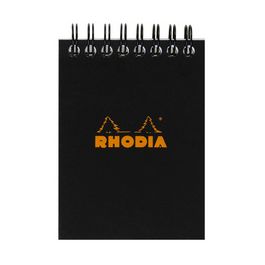 RHODIA Bloc spiralé No. 11, A7, quadrillé 5x5, noir