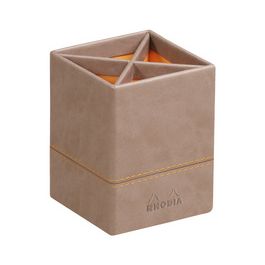 RHODIA Pot à crayons, en similicuir, taupe