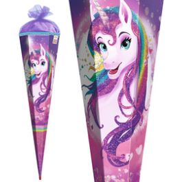 ROTH Schultüte "Einhornportrait", eckig, 850 mm, mit Effekt