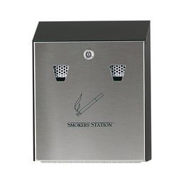 Rubbermaid Cendrier mural Smockers' Station, noir / argent