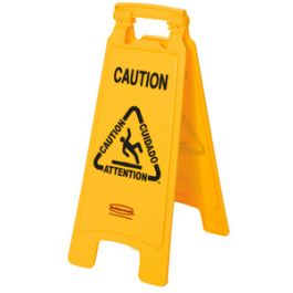 Rubbermaid Panneau d'avertissement "Caution", trilingue