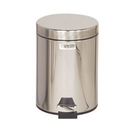 Rubbermaid Poubelle à pédale, ronde, 5,6 litres, argent