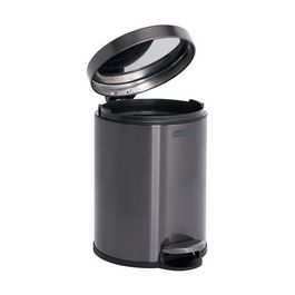 Rubbermaid Poubelle à pédale, ronde, 6 litres, gris foncé