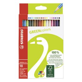 STABILO Crayon de couleur GREENcolors, étui carton de 18